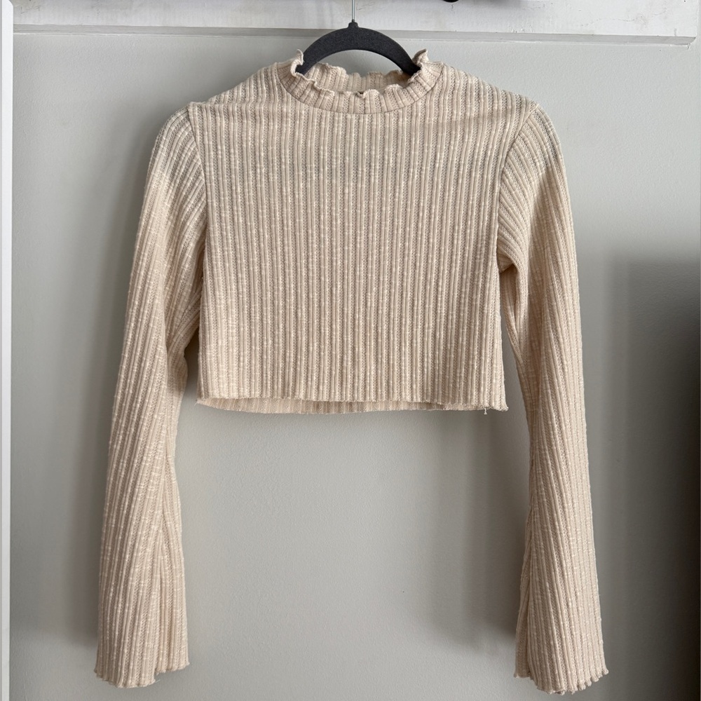 Roxy Cropped Bell Sleeve Top